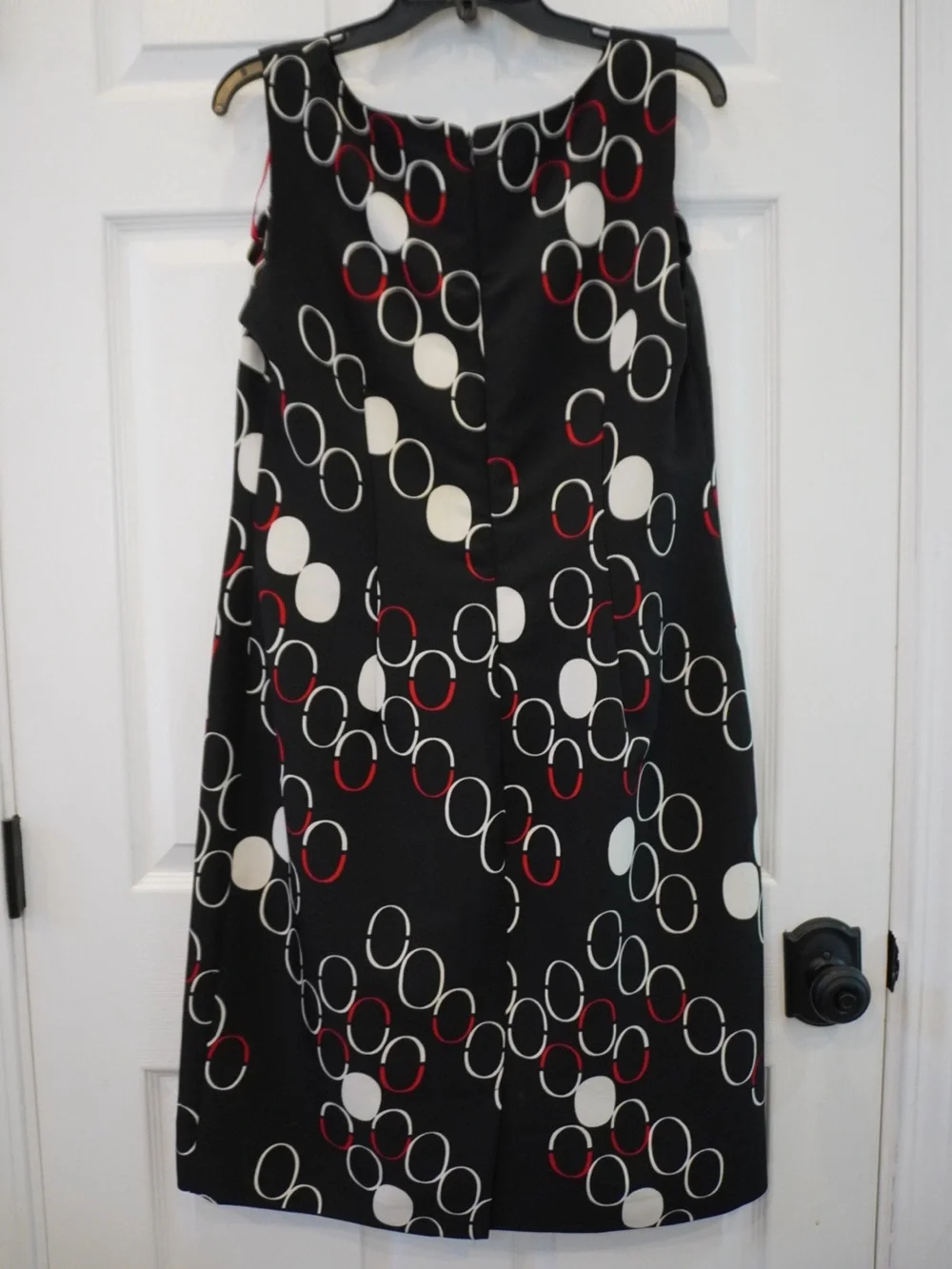dressbarn Black High-Low Dress with White and Red Circle Print